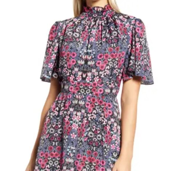 Julia Jordan Ruffle Neck Flutter Sleeve A-Line Dress 4 - Picture 2 of 16